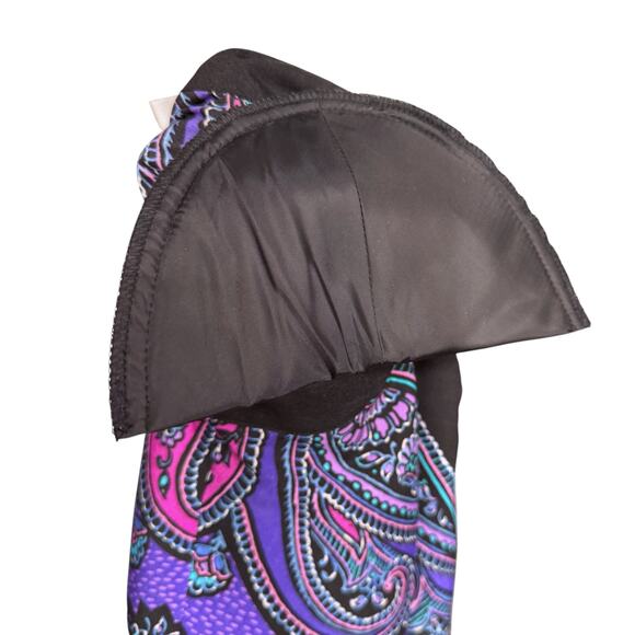 Bob Mackie Size S Long Sleeve Satin Paisley Blouse‎ Purple Eclectic Wearable Art - Picture 7 of 12